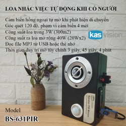 Loa nhắc việc tự động khi có người BS-631PIR (nhắc nhở nhà vệ sinh, mở nhạc giải trí nhẹ nhàng cho thư viện, phòng đọc sách, shop, cửa hàng, quán cafe...