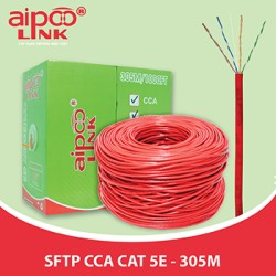 Cáp mạng Aipoo Link SFTP CCA CAT5E Hợp Kim, 24AWG 0.51m, Đỏ