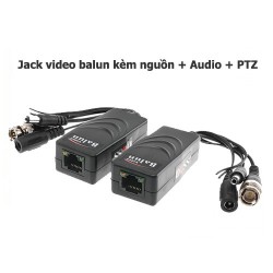 Jack video balun kèm nguồn + Audio + PTZ RJ45 cat5, cat6