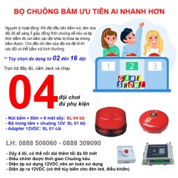 Bộ mạch chuông trò chơi GAMESHOW G4 (4 đội chơi), nút bấm ai nhanh hơn giành quyền trả lời