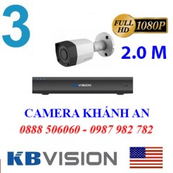 Trọn bộ 3 camera KBVISION 2.0MP CVI cho Gia đình,Cty,Văn phòng,Shop...