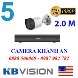 Trọn bộ 5 camera KBVISION 2.0MP CVI cho Xưởng,Nhà Máy,Cty,Văn phòng,Shop...
