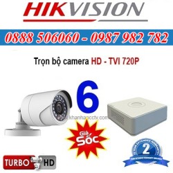 Trọn bộ 6 camera HIKVISION 1.0MP TVI cho Gia đình,Cty,Văn phòng,Shop...