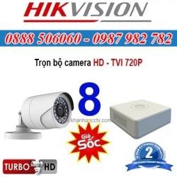 Trọn bộ 8 camera HIKVISION 1.0MP TVI cho Gia đình,Cty,Văn phòng,Shop...