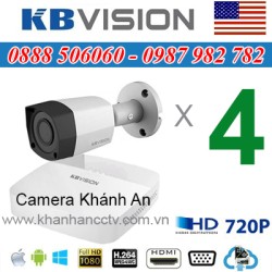 Trọn bộ 4 camera KBVISION 1.0MP CVI cho Xưởng,Nhà Máy,Cty,Văn phòng,Shop...