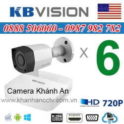Trọn bộ 6 camera KBVISION 1.0MP CVI cho Xưởng,Nhà Máy,Cty,Văn phòng,Shop...