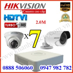 Trọn bộ 7 camera HIKVISION 2.0MP TVI cho Gia đình,Cty,Văn phòng,Shop...