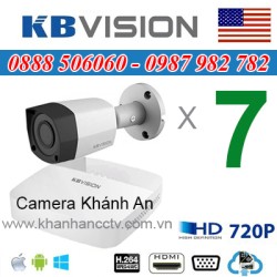 Trọn bộ 7 camera KBVISION 1.0MP CVI cho Xưởng,Nhà Máy,Cty,Văn phòng,Shop...
