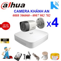 Trọn bộ 4 camera DAHUA 1.0MP CVI cho Xưởng,Nhà Máy,Cty,Văn phòng,Shop...